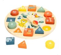 WOOMAX Montre en Bois Jouet Zookabee, 22 cm de diamètre, Animaux Sauvages, Montres éducatives, emboîtables, Design Jungle, Jeu éducatif, Jouets Enfants 3 Ans, Montres éducatives, FSC (47571)