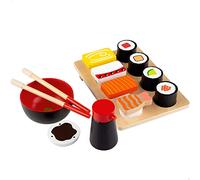 WOOMAX Nourriture Sushi Bois, Jouets alimentaires, Plateau de Repas pour Enfants, 14 Pièces, +2 Ans, 49336