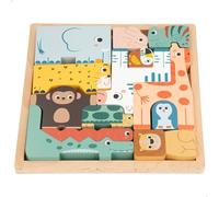WOOMAX - Tour d'apprentissage 2 en 1, Zookabee, avec Plateau, 22 x 22 cm, Blocs de Construction Animaux, Jeu Safari, Jouets Enfants 2 Ans, Jeux éducatifs, Puzzles empilables, FSC (47569)