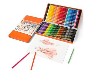 Woomer Lot de 72 crayons de couleur pour coloriage et dessin, de qualité supérieure, noyau souple, fournitures de rentrée scolaire, multicolore, avec boîte en étain cadeau pour artistes, débutants et