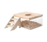 WOONEKY 1 Ensemble Bac à Sable Transparent pour Hamster avec Échelle Accessoire de Bain pour Rongeurs Boîte de Bain avec Couvercle Sécurisé et Échelle pour Habitats de Hamsters