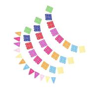 WOONEKY 1 Ensemble Bannière de Fête Mexicaine Décorations Colorées pour Jour des Morts Drapeaux Carrés et Triangulaires pour Fêtes Intérieures et Extérieures