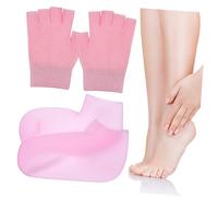 WOONEKY 1 ensemble Gants Hydratants Gel et Chaussettes pour Soins des Mains Gants sans Doigts Chaussettes Élastiques Confortables et Réutilisables pour Réparation des Mains Sèches