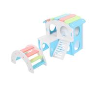 WOONEKY 1 Ensemble Jouets Colorés pour Hamsters Maison de Jeu avec Balançoire et Fournitures pour Rongeurs Grand Arc Ciel