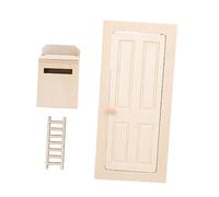 WOONEKY 1 Ensemble Miniature Maison Décorative Bois Ensemble Porte et Boîte Aux Lettres pour Maison de Poupée Accessoires Réalistes pour Décoration Intérieure