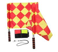 WOONEKY 1 Ensemble Set Équipement Arbitre de Football Ensemble de Cartes et Jaunes Drapeaux à Carreaux Sifflet Acier Inoxydable Compte Rendu pour Matchs de Football