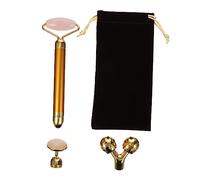 WOONEKY 1 Jeu Masseur De Jade Rouleau De Beauté Du Visage De Massage Électrique Rouleau De Jade Naturel Rouleau Masseur Électrique 3d Masseur Facial Cristal De Poudre De Jade Golden