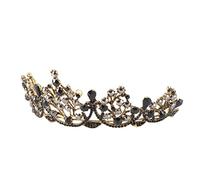 WOONEKY 1 pièce Couronne Baroque Vintage Noire Accessoire Élégant pour Mariage Anniversaire et Fête