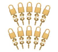 WOONEKY 10 Ensembles Mini Cadenas avec Clé Serrure Rétro Dorée pour Coffret Bijoux Boîte à Bijoux Journal Valise Cadenas Compact Métal et Plastique Clé Incluse