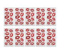 WOONEKY 10 Feuilles D'Autocollants De Tatouage Imperméables Pour Les Lèvres Le Visage Les Fêtes Halloween Le Corps Effet Naturel Faux Tatouages Papier Autocollant Rouge