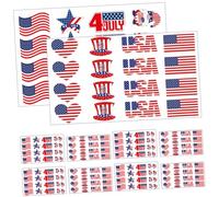 WOONEKY 10 feuilles Visage Patriotiques Indépendance Usa Autocollants Étanches pour Corps et Bras Décoration Festival Drapeau Américain Mixte