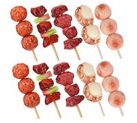 WOONEKY 10 pièces Brochettes Barbecue Réaliste pour Garçon Fille Set Cuisine Extérieure Garçon Fille Modèle Alimentaire Factice Décoratif et Jeu de Rôle
