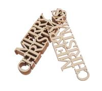 WOONEKY 10 Pièces Étiquettes- En Décor Noël Forme Pendaison Joyeux Petit Panneaux Lettre À L'intérieur Nom Plat Découper En Faux Beige Corde De