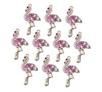 WOONEKY 10 pièces Flamingo Alloy Charms Pendants For Handmade Jewelry Making DIY Accessories For Crafts Lightweight