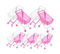 WOONEKY 10 pièces Mini Caddie pour Garçon Fille Chariot Courses Plastique Réaliste Set Rose et Blanc Décoration Maison et Apprentissage Ludique