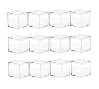 WOONEKY 12 Pièces Lot de Boîtes Transparentes Acrylique avec Couvercle Étanche Boîte Carrée pour Rangement de Bonbons Bijoux et Cosmétiques Petit Contenant Empilable pour Organisation