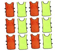 WOONEKY 12 pièces Lot de Chasubles Entraînement Garçon Fille Maillots Sport sans Manches Respirants avec Bandes Élastiques Gilets Déquipe pour et Rugby Accessoires Portables et Colorés