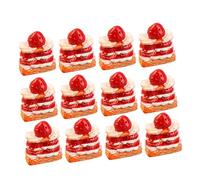 WOONEKY 12 pièces Mini Gâteau Fraise Crème Simulé Décoration Maison Poupée Ornement Décoratif pour Mini Maison