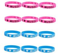 WOONEKY 12pièces Lot De Bracelets Silicone Extensibles Aime La Musique Bijoux Pour Fêtes Et Festivals De Musique