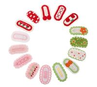 WOONEKY 15 Pièces Crochet Flower Hair Clips For Snap Hair Accessories Soft Woolen Yarn Knit Barrettes Small Hairpin For Festival And Daily Use