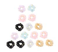 WOONEKY 15 pièces Lot de Élastiques à Cheveux Fleurs Pastel Accessoires Souples et Durables Maintien Confortable de Queue de Cheval pour Fêtes et Usage