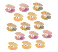 WOONEKY 15 pièces Miniature Shell Charms Glow in The Dark with Fake Pearls Resin Craft Decorations for DIY and Fish Tank