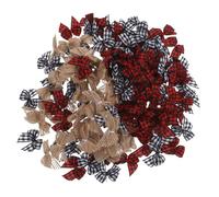 WOONEKY 150 Pièces Mini Polyester Bowknot Set Small Pre-Tied Checkered Imitation Jute Bows for Crafting Accessories Bag Decorations Clothes Hairpins and DIY Sewing Projects
