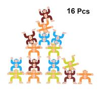 WOONEKY 16 pièces Jeu Éducatif Bois Blocs Animaux Colorés pour Garçon Fille Améliorez la Coordination Compétences Motrices