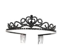 WOONEKY 1pièce Couronne Rhinestones Accessoire De Fête Pour Mariage Carnaval Et Photographie Noir