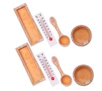 WOONEKY 2 Ensembles D'Accessoires pour Sauna Thermomètre Seau Décorations Ustensiles Accessoires De Spa pour Maison De Poupée Accessoires D'Été De Sauna pour