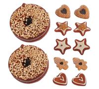 WOONEKY 2 Ensembles Fake Cookies Simulation Food Christmas Dessert Heart Star Tree Shape Lifelike Food Model for Kitchen Display and Photography Prop