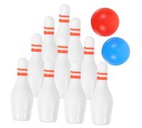 WOONEKY 2 Ensembles Mini Bowling Set Accessoires de Maison Miniature de Scène Micro Boules Rouges Boules et Quilles Décor pour Maison