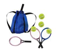 WOONEKY 2 Ensembles Miniature Tennis Racket Model with Ball for Dollhouse Sports Props Lightweight Plastic Child-Friendly Design for Mini House Decoration and Role-Playing Games