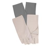 WOONEKY 2 Gants UV pour Manucure Femme Mitaines Demi Doigts Respirantes Fin Protection Rayons UV de Lampe Gel Confortables et Flexibles Lot de Gris Beige
