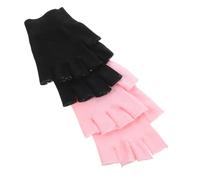 WOONEKY 2 Paires Mitaines Hydratantes Demi-doigts Gel Lot de Rose et Noir Confortables Respirantes Adaptées pour Spa Mains et Hydratation Nocturne