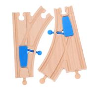 WOONEKY 2 pièces Bois Circuit Train Courbe Interchangeur Compatible Ensemble Jouets Train Garçon Fille Développement Cognitif Créatif