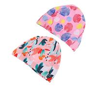 WOONEKY 2 pièces Bonnet de Bain Garçon Fille Casquettes de Natation Cartoon Hawaii pour Garçons et Filles Design Élastique et Confortable avec Motif Adorable Fox et Rose pour Plage