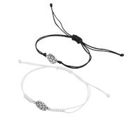WOONEKY 2 Pièces Bracelet de Football Tressé Noir et Blanc Lot de Accessoires pour Fans de Football Sportif Fait Main Parfait pour Montrer Votre Passion pour Sport