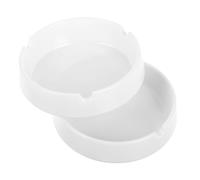 WOONEKY 2 Pièces Cendrier Rond Blanc en Anti-Chute et Extérieur | Surface Anti-odeur, Finition Lisse Imitation Porcelaine, Nettoyage Rapide, pour Cigarettes et Mégots