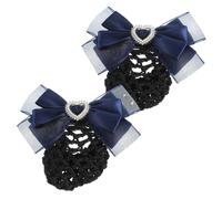 WOONEKY 2 Pièces Filet à Chignon avec Nœud Bleu pour Femme Pince à Cheveux Élégante et Pratique Accessoire Professionnel pour Infirmière Hôtesse et Usage Quotidien Lot