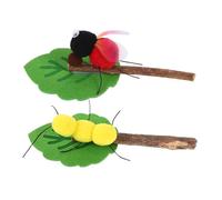WOONEKY 2 Pièces Jouets à Mâcher pour Bâtons Feutre Interactifs à Motifs Dinsectes Amusants Jouets Dintérieur pour Instincts de Chasse Dentaire