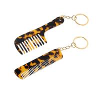 WOONEKY 2 Pièces Mini Peigne Acétate avec Porte Clés Accessoire de Coiffeur Portable Peigne de Voyage Pratique avec Imprimé