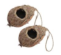 WOONEKY 2 Pièces Oiseau Suspendu Tissée pour Oiseaux Abri Naturel Décoratif pour Jardin Refuge Vent