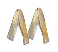 WOONEKY 2 pièces Peigne Pliable Corne de Bœuf Peigne de Poche Portable Antistatique pour Massage et Soin des Cheveux Outil Coiffant et Durable