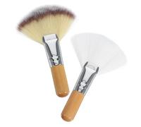 WOONEKY 2 Pièces Pinceaux Maquillage Visage Éventail Brosse Soft Poils pour Teint Blush et Fixation Brosse Faciale Précise pour Highlighting Manche Court Ergonomique