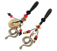 WOONEKY 2 Pièces Porte-clés Serpent Laiton avec Charme Animal Astrologique Pendentif Rétro Léger pour Sac Miroir de Voiture Décoration Nouvel An Printemps Lot