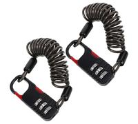 WOONEKY 2 Pièces Retractable Security Cable Lock For Bikes Resettable Combination Heavy-duty Coiled Steel Anti-theft Cable For Motorcycles Scooters And Helmets