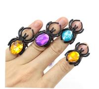 WOONEKY 20 Pièces Halloween Spider Rings Mix Colors Plastic Finger Jewelry Party Favors Unique Chic Design For Halloween Decor