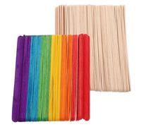 WOONEKY 200 Pièces Bâtonnets de Glace Colorés Naturel Bâtons de Bricolage Robustes et Sûrs Assortiment pour Projets Artistiques DIY École Maison et Étiquettes Végétales