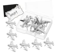 WOONEKY 24 Pièces Punaises Métalliques Avion Épingle Décorative pour Tableau de Liège Punaise Murale Solide Aiguille Design Avion Unique pour Bureau et Maison